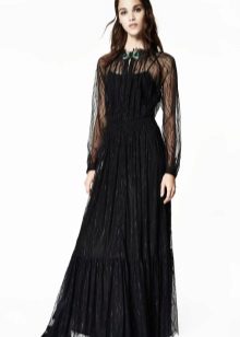 Black guipure closed dress