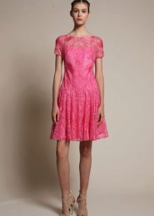 Pink dress of guipure