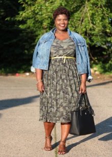 Camouflage dress with jacket denim