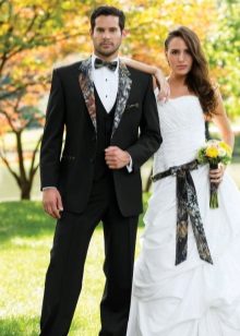 Wedding dress with camouflage inserts