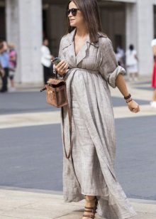 Long linen gray dress