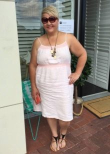 Linen dress with a high waist for full