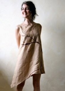 Linen dress-tunic with asymmetric bottom