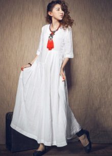 White long linen dress