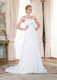 High waisted wedding dress with open neckline