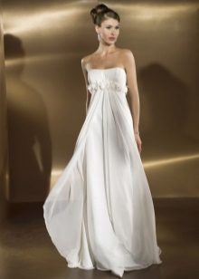 High waisted wedding dress with open neckline