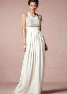 High waisted wedding dress with closed neckline