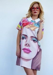 Short dress with photo print portrait