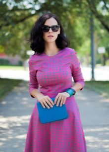 Pink dress with a checkered print