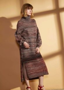 Wool dress knitted melange