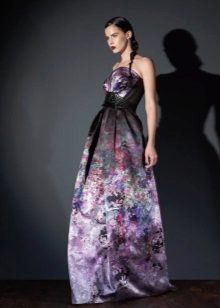 Crepe de Chine evening dress with print