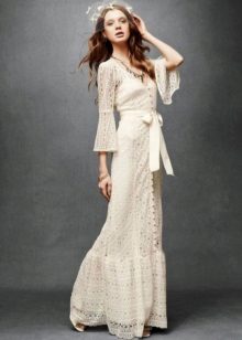 Dress in the style of boho white to the floor