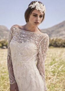 Boho dress decorated with pearls