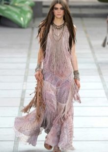 Boho style dress with long fringe