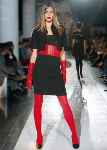 Red tights to black dress