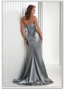 long silver satin dress