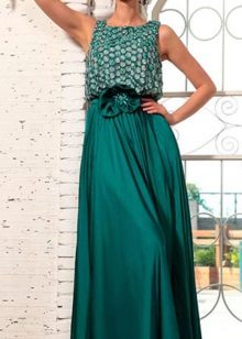 long satin dress with a scaly bodice