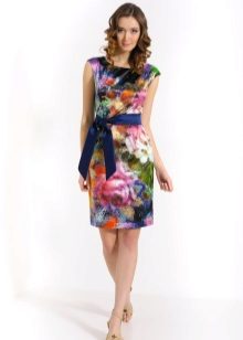 summer dress made of satin with rain print