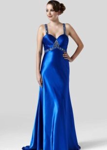 blue satin dress with straps