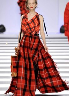 chiffon floor plaid skirt