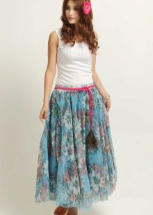 chiffon skirt with flowers