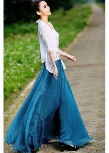 aquamarine chiffon floor skirt