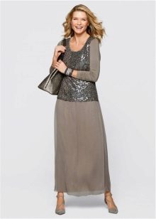 long gray chiffon skirt