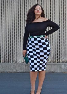  black and white check pencil skirt for full