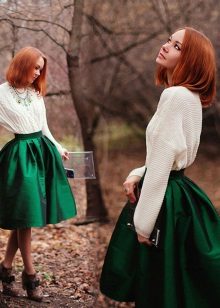 dark green fluffy skirt