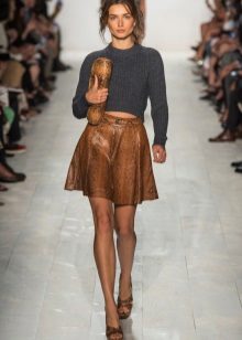 brown leather skirt