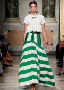 long green skirt with white stripes