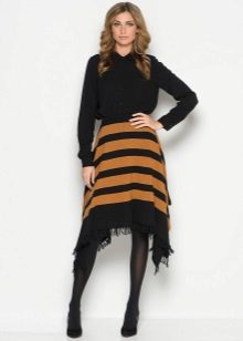 horizontal striped fringed skirt