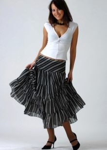 Striped skirt with white top