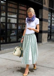 white and green skirt with elastic