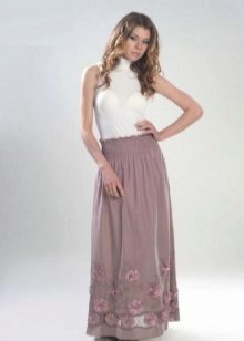 beige skirt with wide elastic band