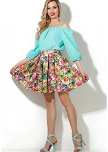 skirt with elastic floral print