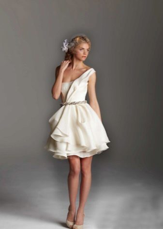 Short wedding dress with drapery