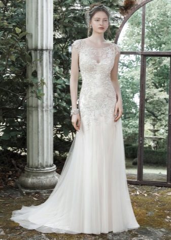 Wedding dress with lace top straight