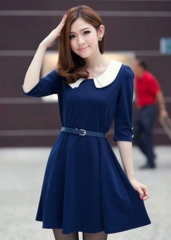 Dark blue dress with a white collar