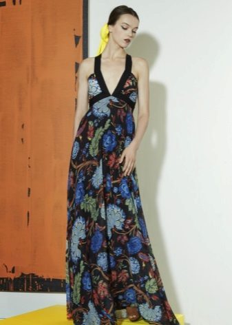 Dress with floral print to the floor