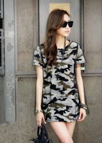 Camouflage dress with A-like silhouette