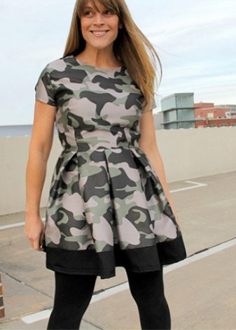 Camouflage dress with a fluffy skirt