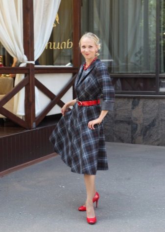 Midi Dress in Gray Plaid