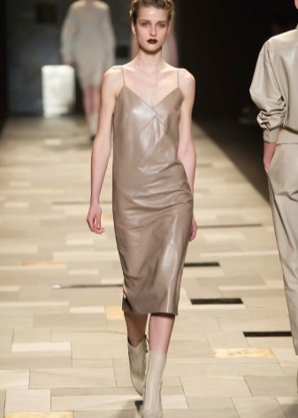 Eco-Leather Beige Dress