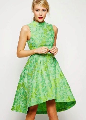 Green dress with a print in the style of the 60s