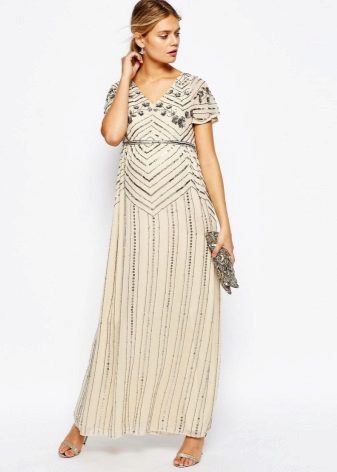 Maternity dress beige evening