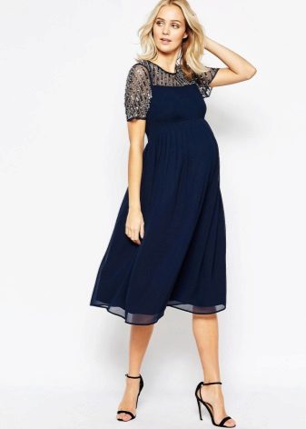 Evening blue dress for pregnant women