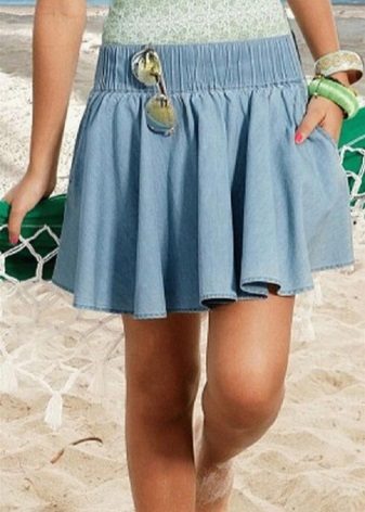 denim skirt with a wide elastic band