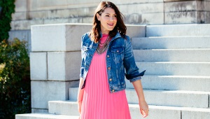 Dress with a denim jacket