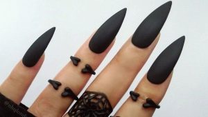 Black manicure for long nails: interesting and fashionable design ideas